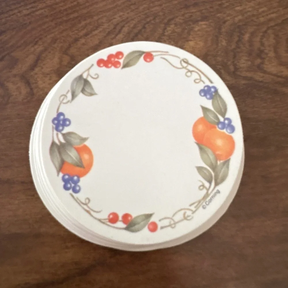 Corning Abundance Fruit Pattern Round Coasters Set of 12 Vintage Corelle Match